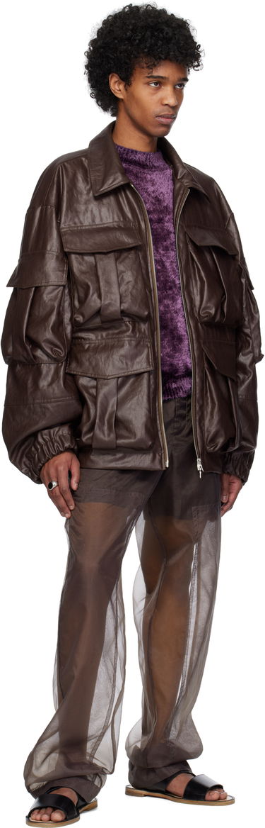 Bunda Dries Van Noten Dries Van Noten Coated Serge Jacket Hnedá | 251-020526-1502, 3