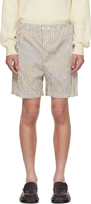 Šortky Bottega Veneta Bottega Veneta Crushed Tech Cotton Stripe Shorts Béžová | 833970V5NM08773, 0