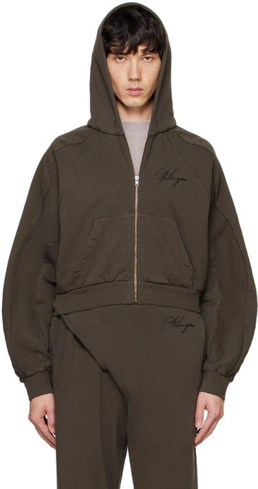 Mikina Ottolinger Ottolinger Multiline Zip Up Cropped Hoodie Zelené | 1150202521, 0
