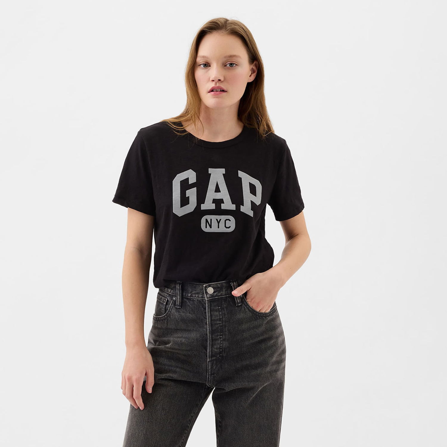 Tričko GAP Logo Slub Tee Black Čierna | 871344-05, 0