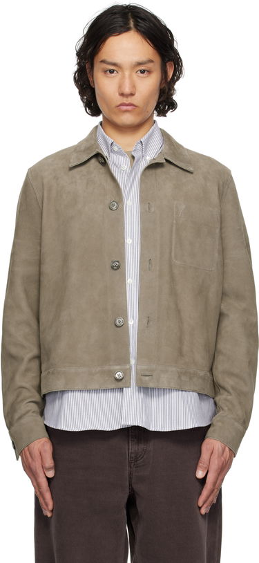 Bunda AMI AMI Paris Buttoned Suede Jacket Šedá | HJK243.LH0054, 0
