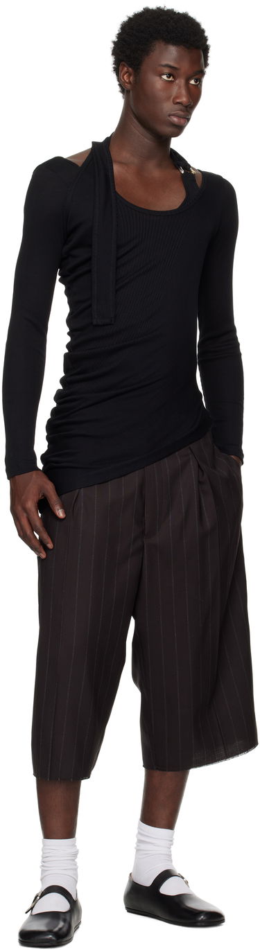 Tričko Jean Paul Gaultier Jean Paul Gaultier Ribbed Twisted Double Layer Piercing T-Shirt Čierna | 25/03-W-TO287-J000-00, 3