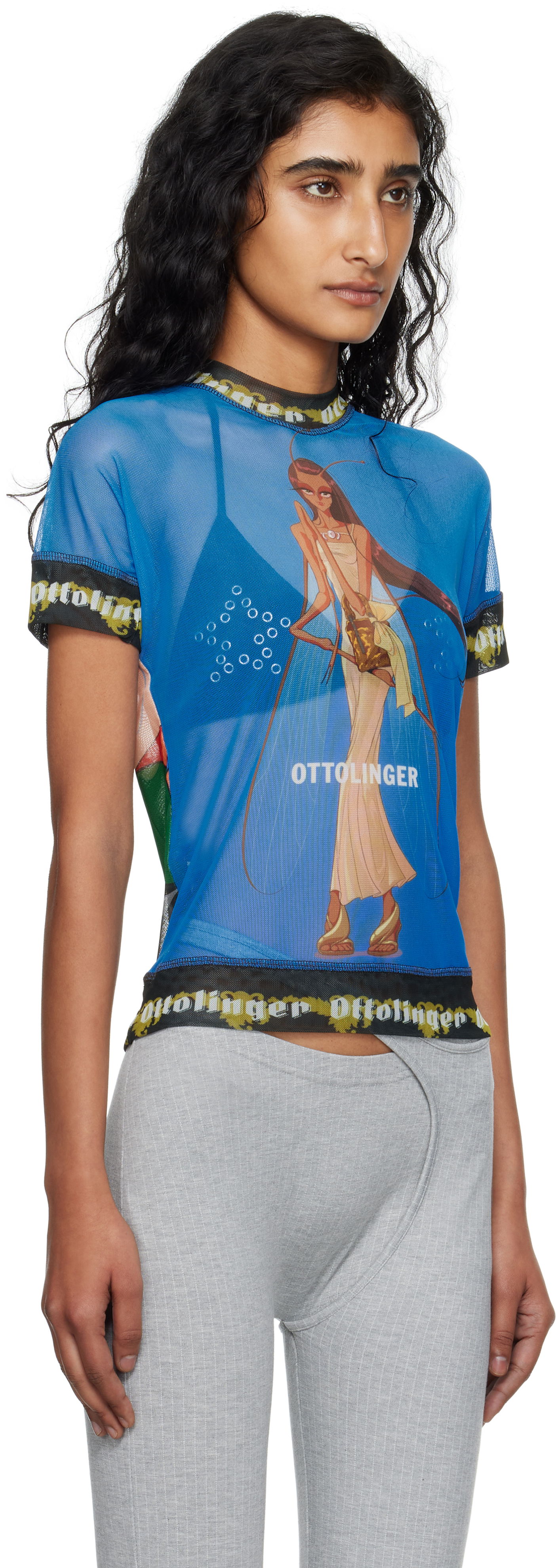 Tričko Ottolinger Ottolinger Oversized Mesh Graphic T-Shirt Modrá | 101-100501-02, 1