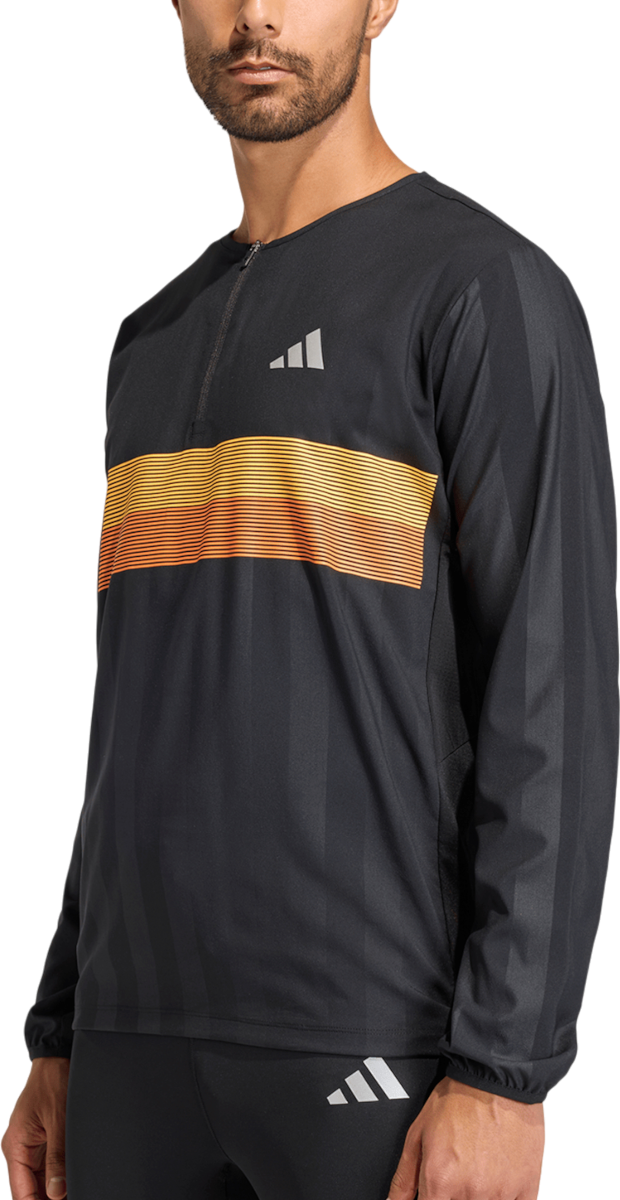Mikina adidas Originals adi365 Seasonal Striped Quarter-Zip Running Top Čierna | jz2221, 0