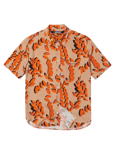 Košeľa Jacquemus La Chemise Melo Leaves Print Červená | 225SH006-1002-7AN