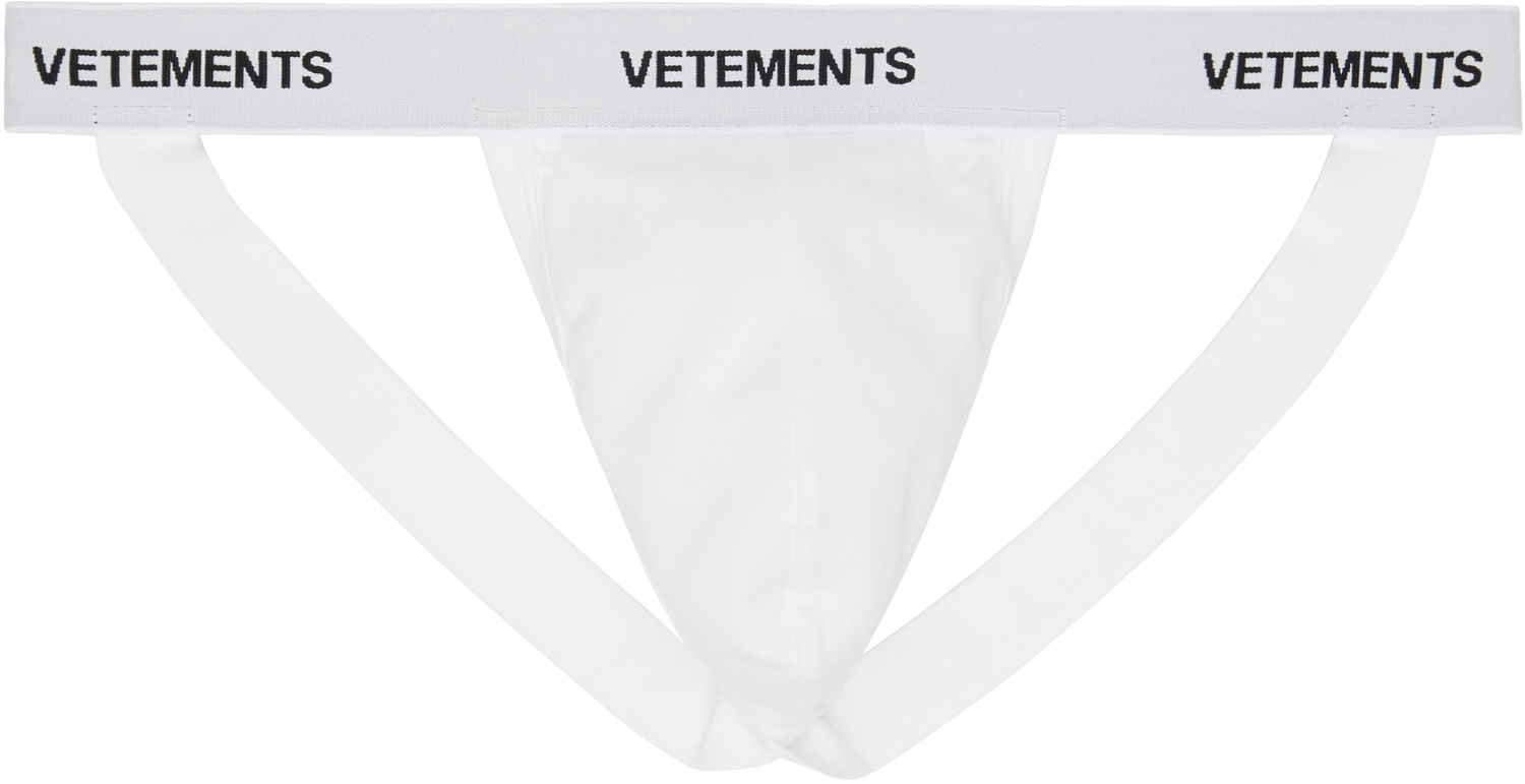 Nohavičky VETEMENTS Vetements Logo-Woven Jock Strap Biela | MA66UN110W, 0