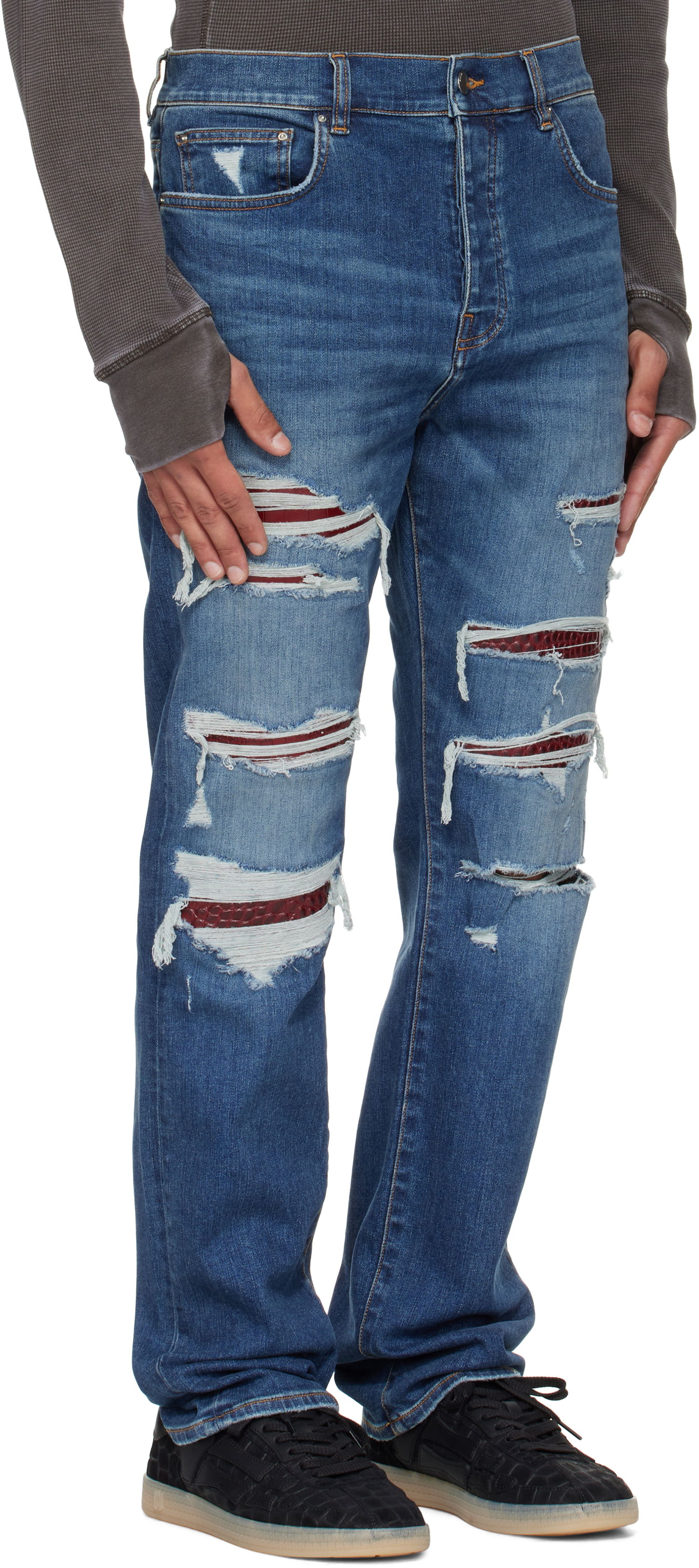 Džínsy AMIRI AMIRI Croc Slim Thrasher Jeans Modrá | AMDNSM1023, 1