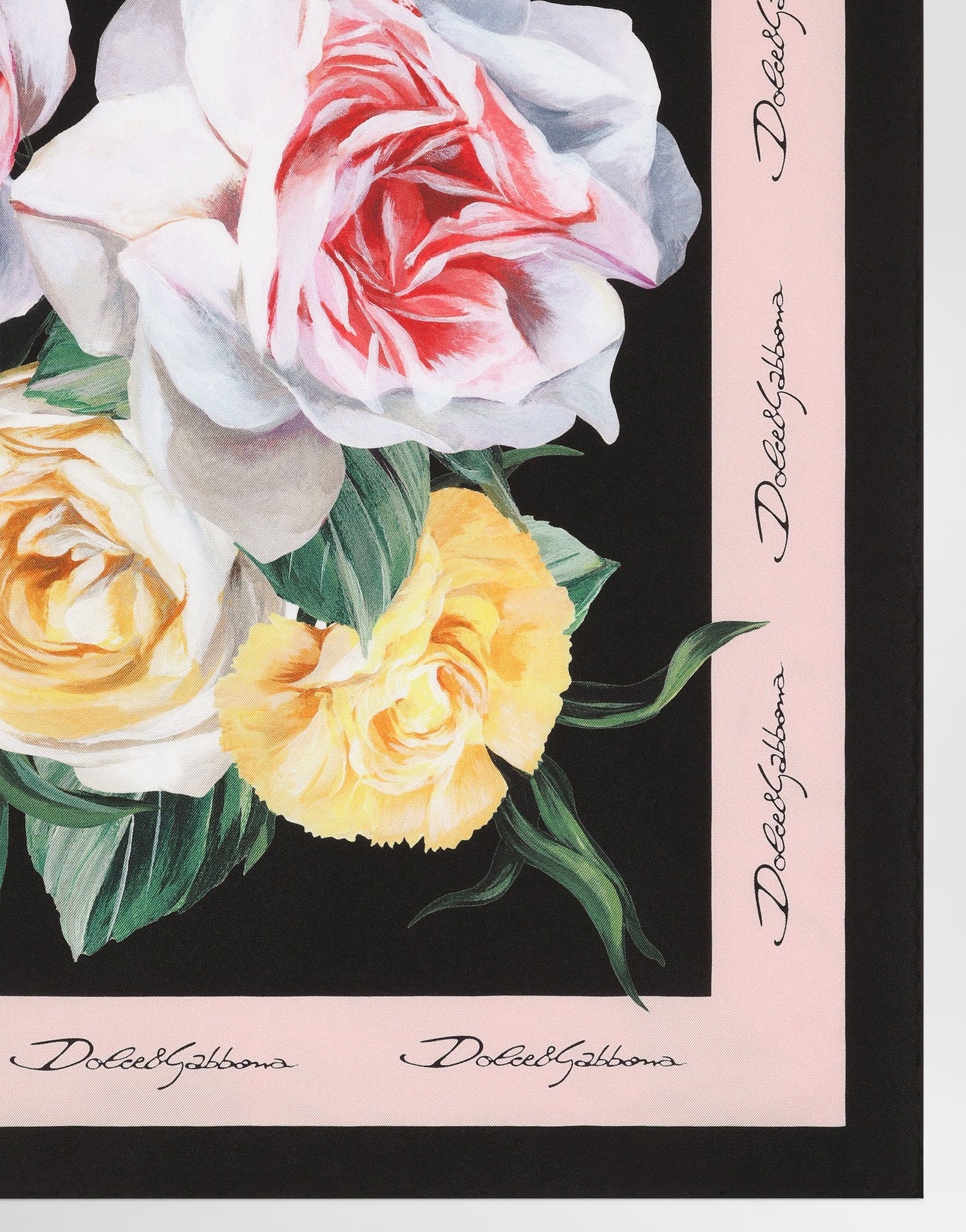 Šál Dolce & Gabbana Dolce & Gabbana Rose and Peony Print Silk Twill Foulard 50x50 Ružová | FN093RGDCUIHH5IY, 1