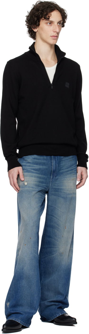 Sveter BOSS Zip-Neck Cotton-Cashmere Sweater Čierna | 50527585, 4