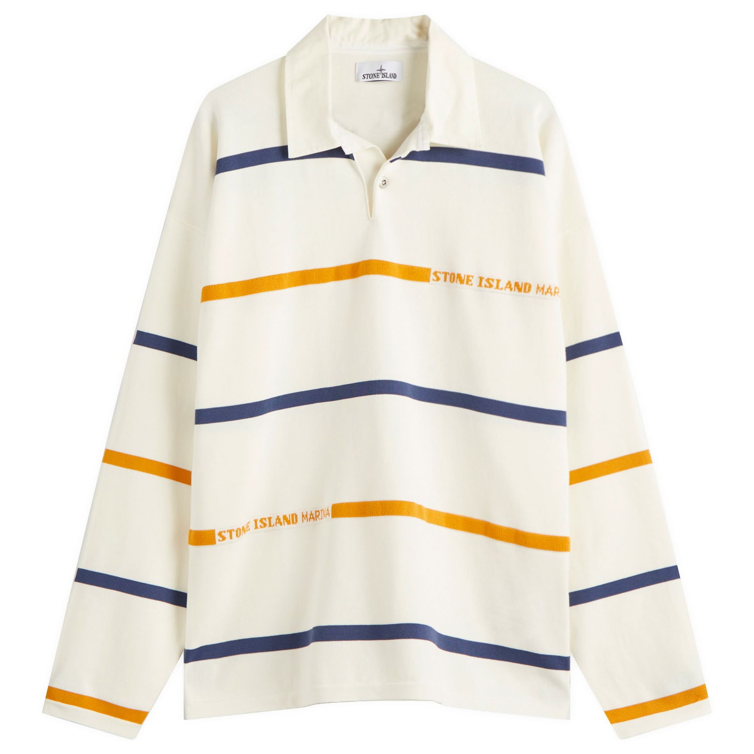 Polo tričko Stone Island Marina Striped Rugby Knit, Size Large Biela | K1S155100035-V0093, 1