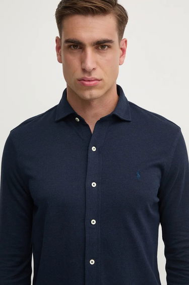 Košeľa Polo by Ralph Lauren Slim Fit Cotton Shirt with Classic Collar Navy | 710958122, 4