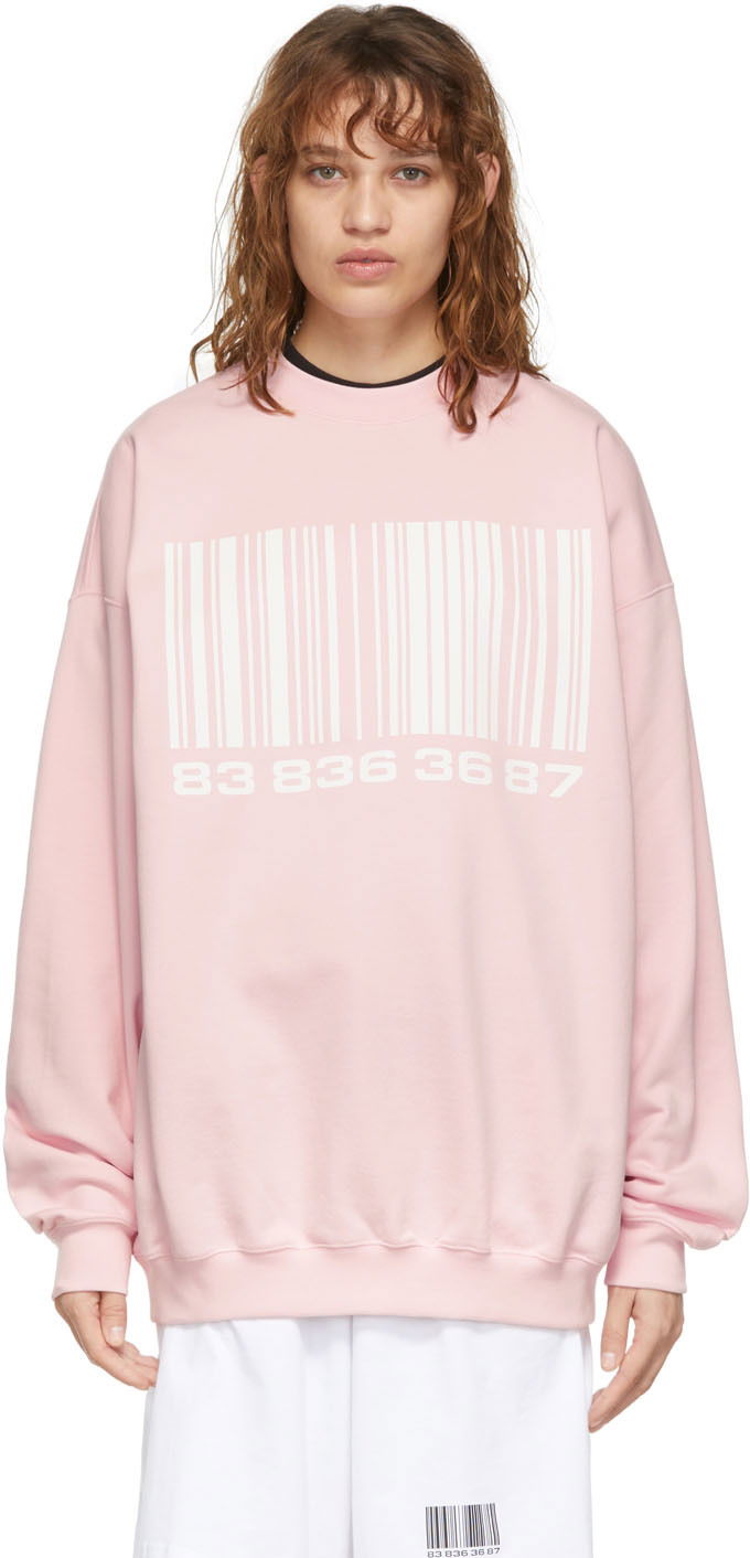 Mikina VETEMENTS VTMNTS Big Barcode Sweatshirt Ružová | VL12TR100P, 0