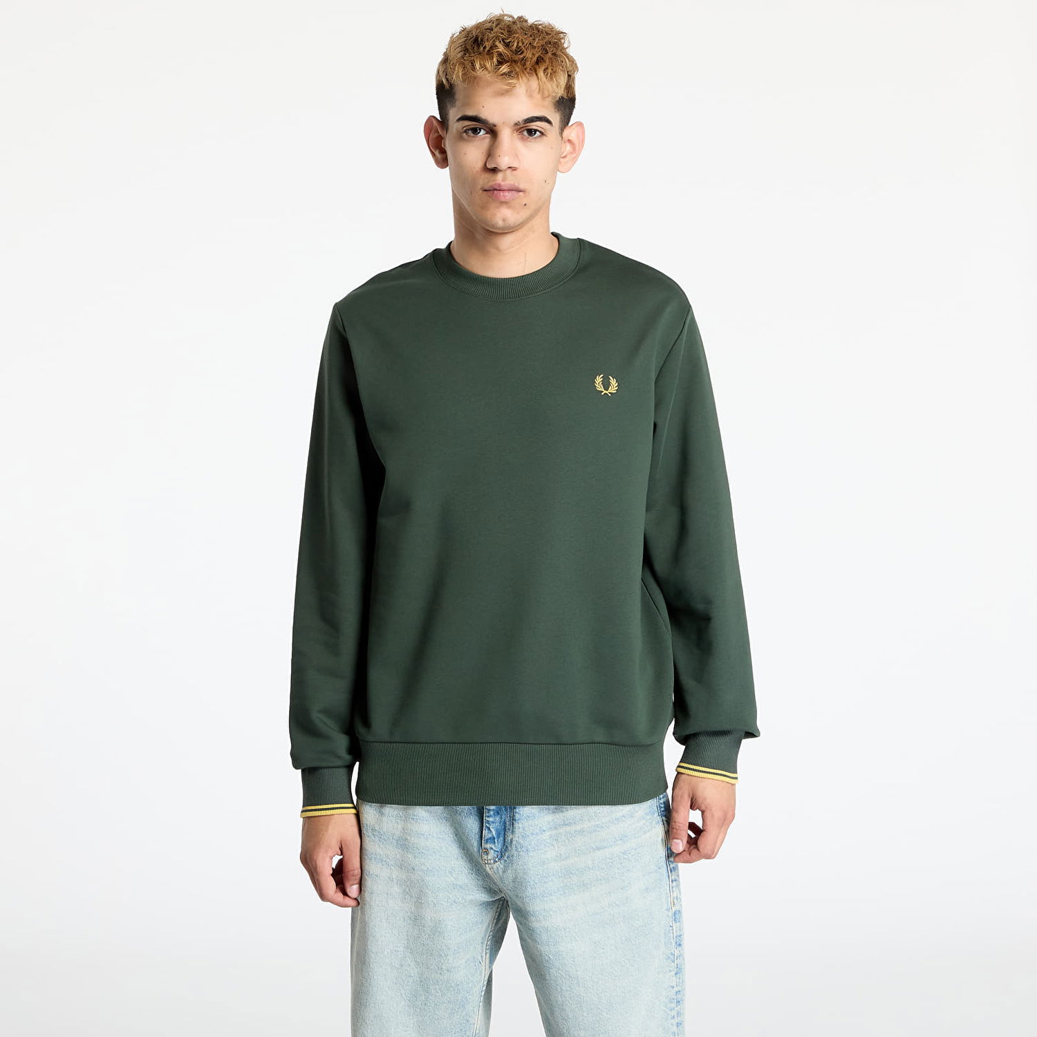 Sveter Fred Perry Fred Perry Crew Neck Sweatshirt Zelené | M7535 X89, 0