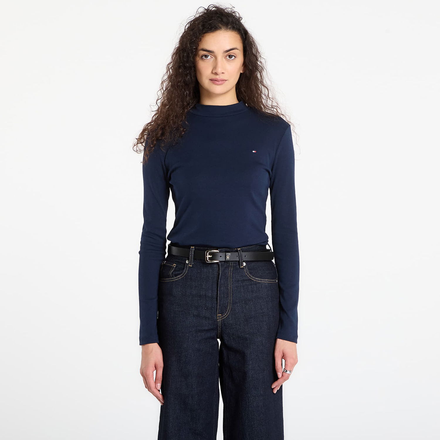 Tričko Tommy Hilfiger T-shirt Slim Cody Mock-Neck Ls Navy | WW0WW47307 C1G, 0