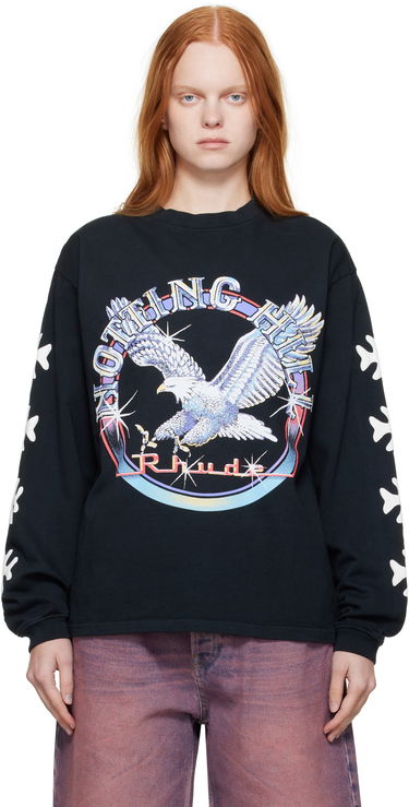 Tričko Rhude Rhude Notting Hill Eagle Graphic Long Sleeve T-Shirt Čierna | RHPF25TT14012, 0