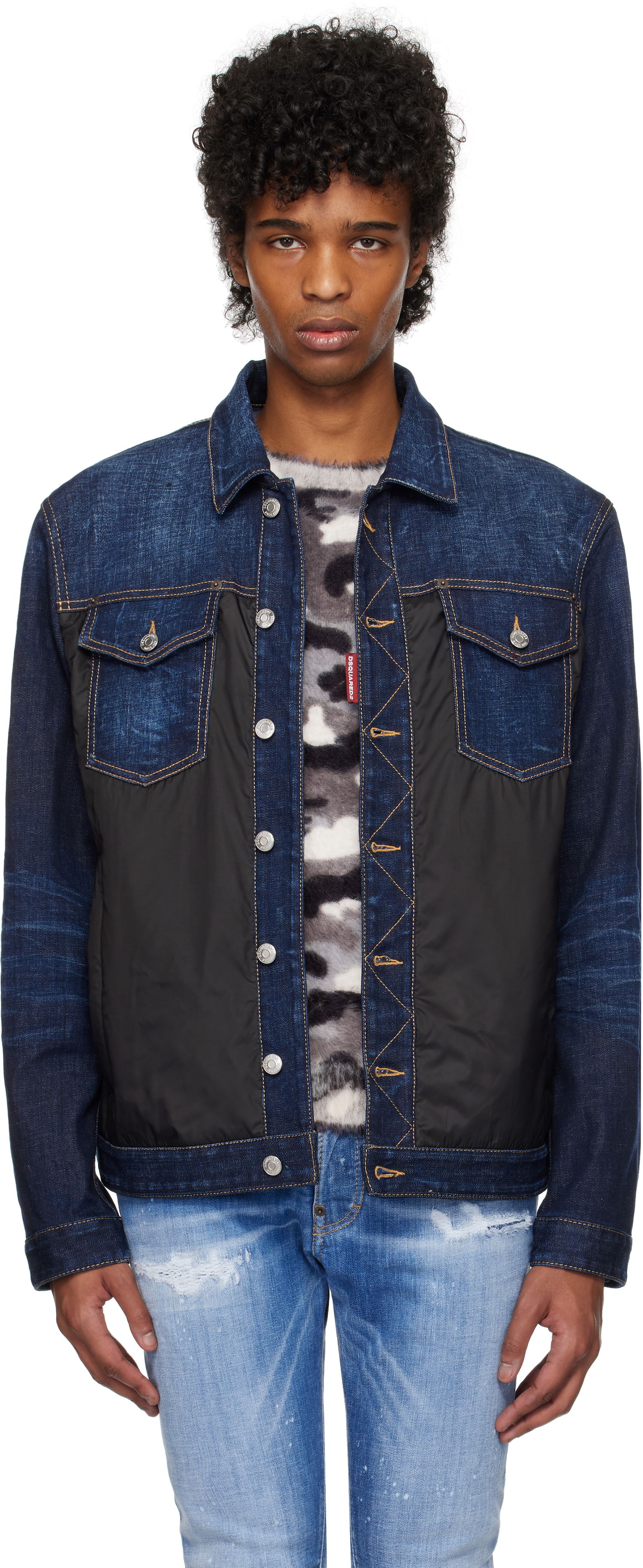 Bunda DSQUARED2 Dsquared2 Denim Puffer Jacket Modrá | S74AM1576_S30664, 0