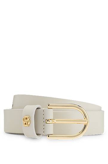 Opasok BOSS Leather Belt with Monogram Charm Béžová | 50536991, 0