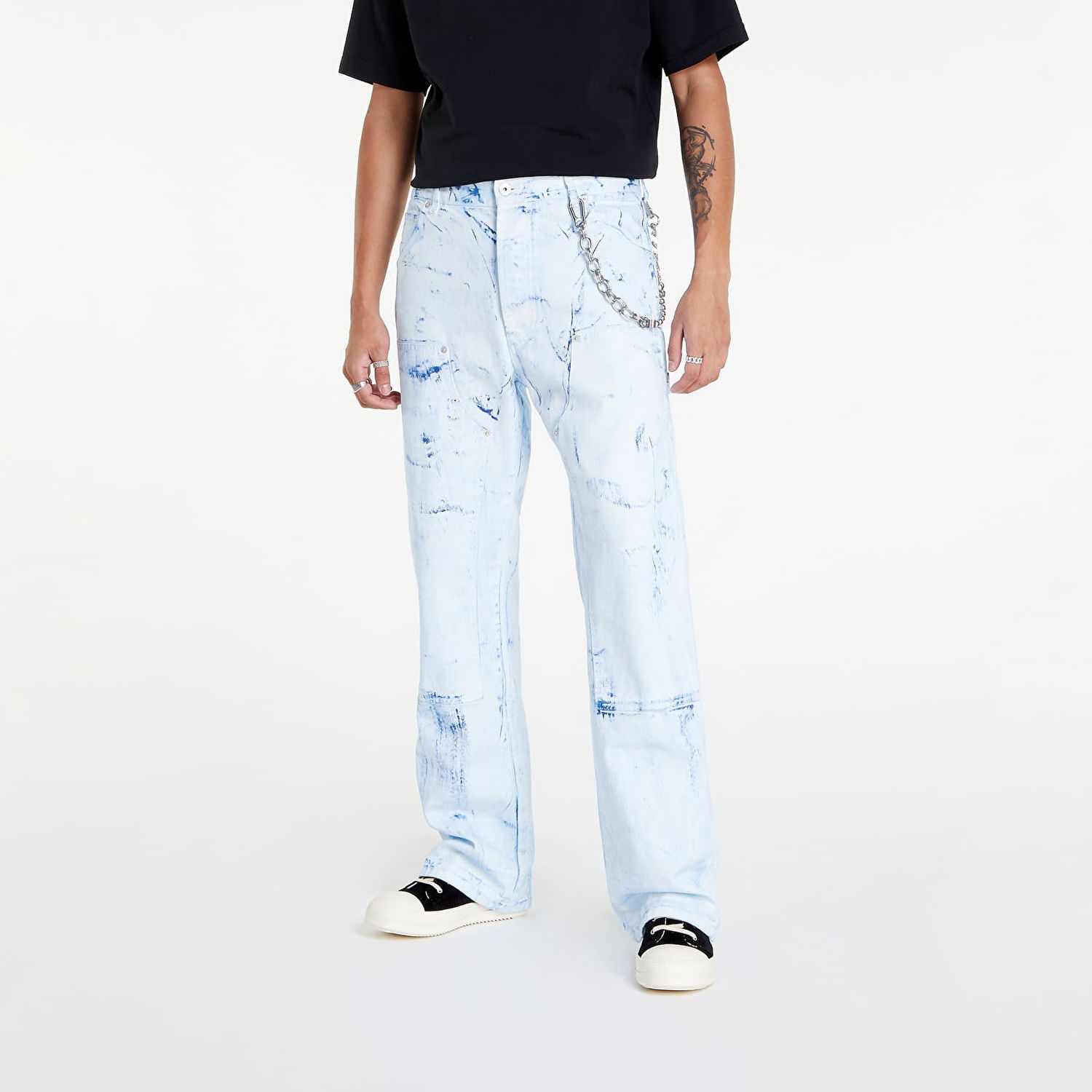 Džínsy HERON PRESTON Overdyed Spray Canvas Carpenter Jeans Modrá | HMCA027F22FAB0034500, 0