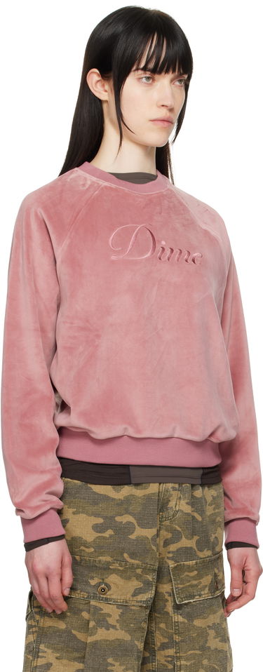 Sveter Dime Dime Cursive Velour Crewneck Sweatshirt Ružová | DIMESP255PIN, 1
