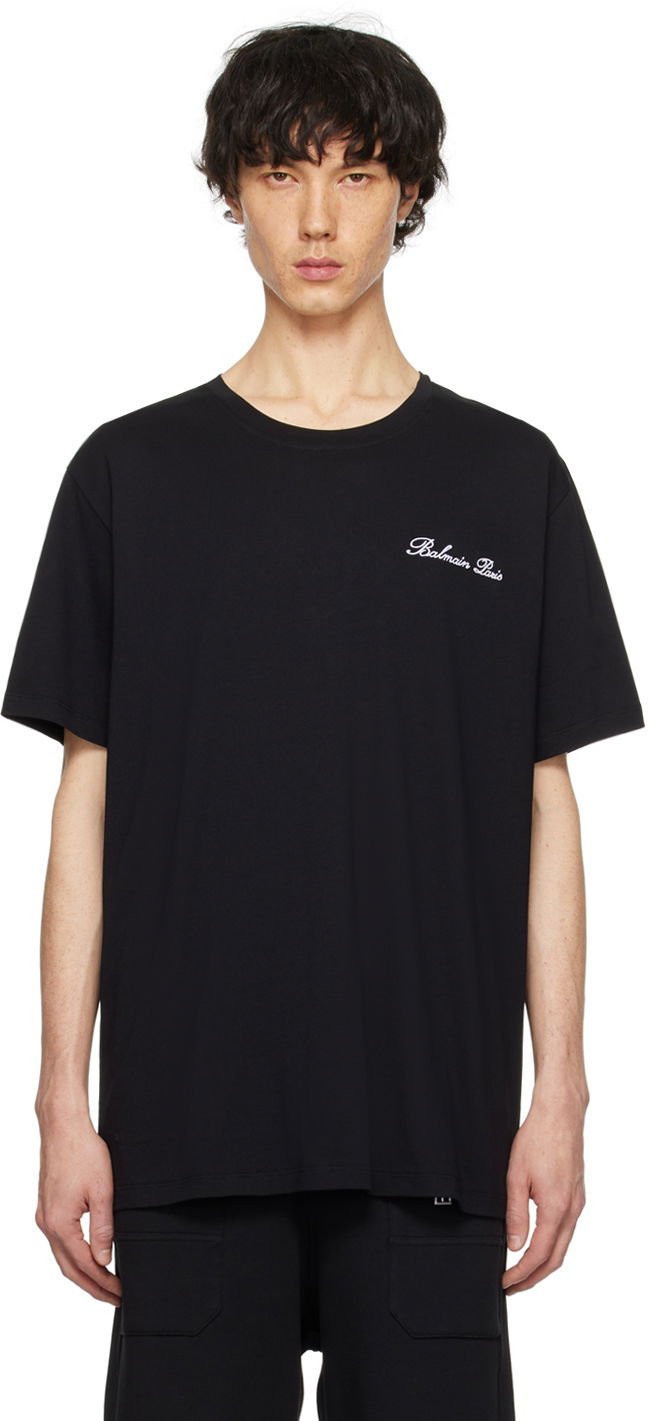 Tričko Balmain Signature T-Shirt Čierna | CH1EG010BC68