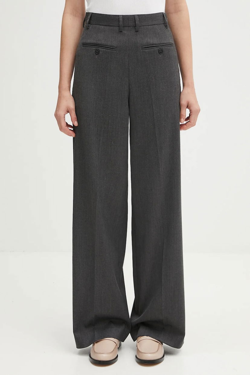 Nohavice Maison Margiela MM6 Maison Margiela High Waist Wide-Leg Wool Pants Šedá | S52KA0538.S47848.860M