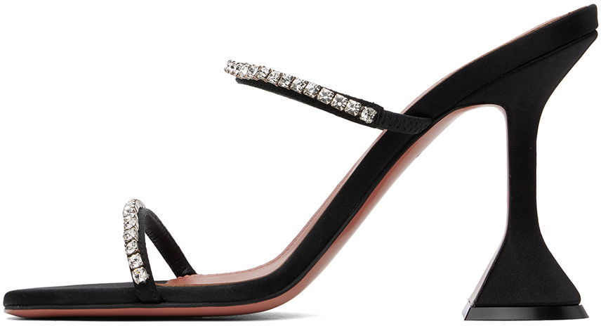 Amina Muaddi Gilda Crystal-Embellished Satin Heeled Sandals
