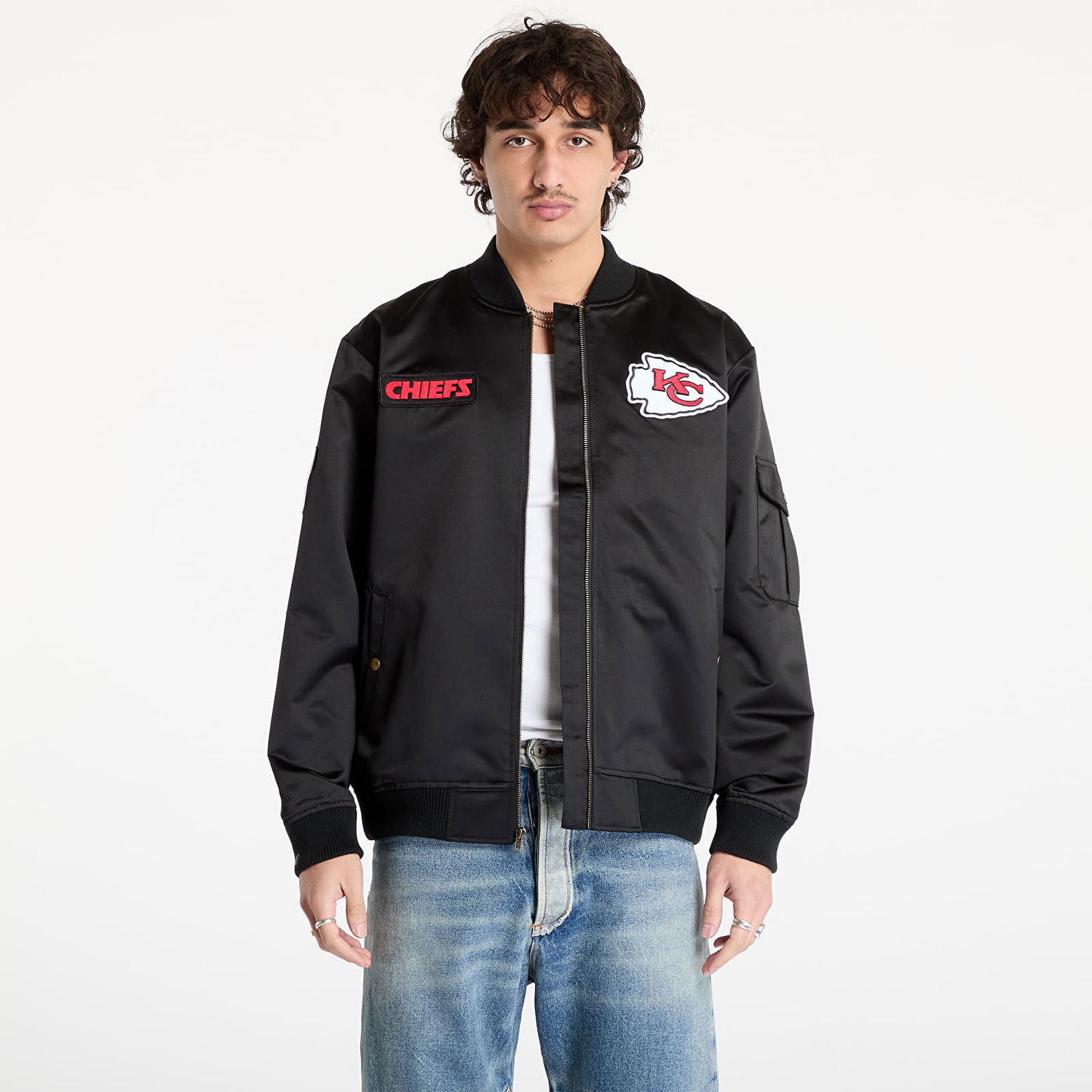 Bomber bunda Mitchell & Ness Team Leader Satin Bomber Jacket Čierna | JK8095-KCCBLCK, 0