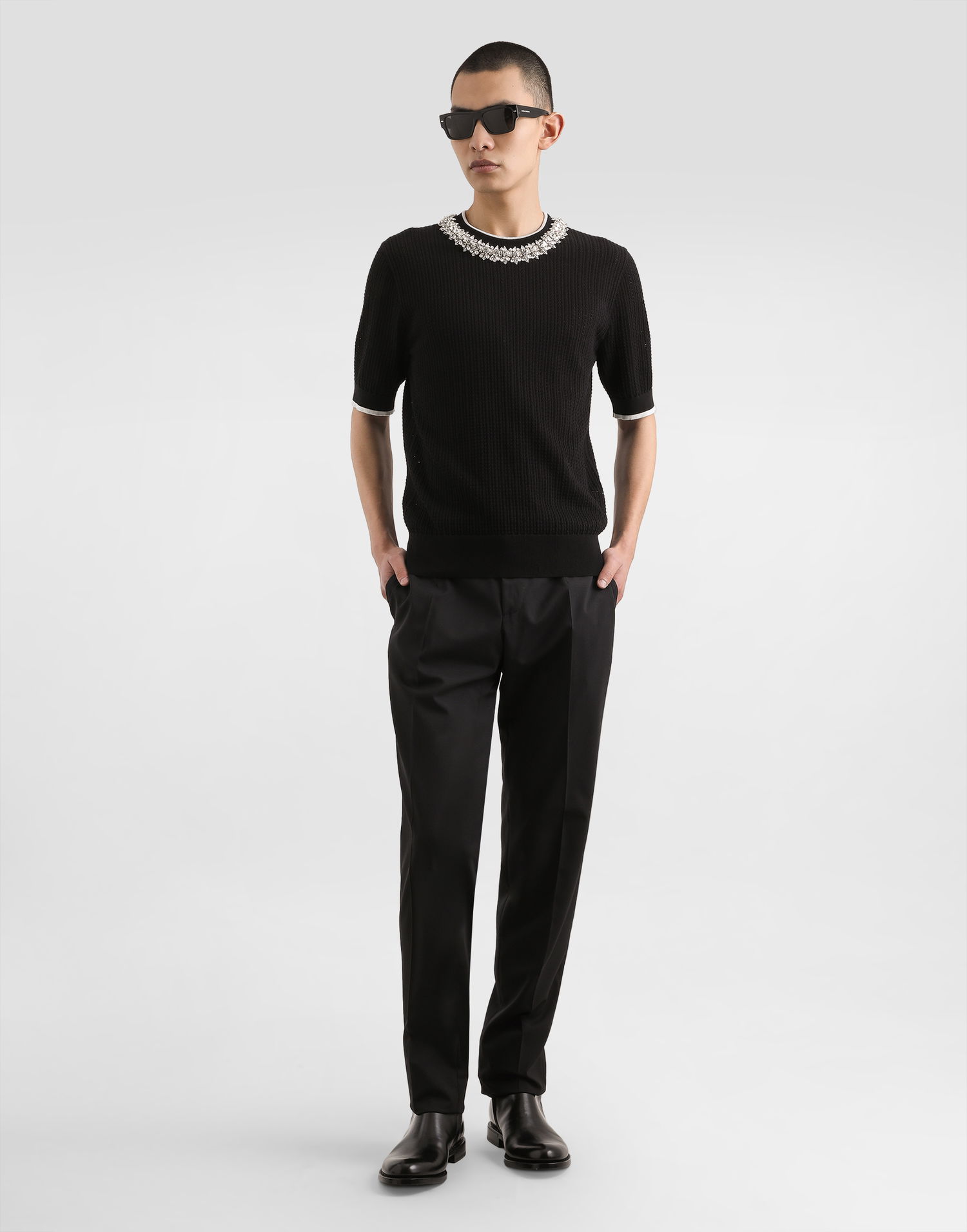 Sveter Dolce & Gabbana Dolce & Gabbana Crystal Embellished Crewneck Sweater Čierna | GXX03ZJBCH1N0000, 1