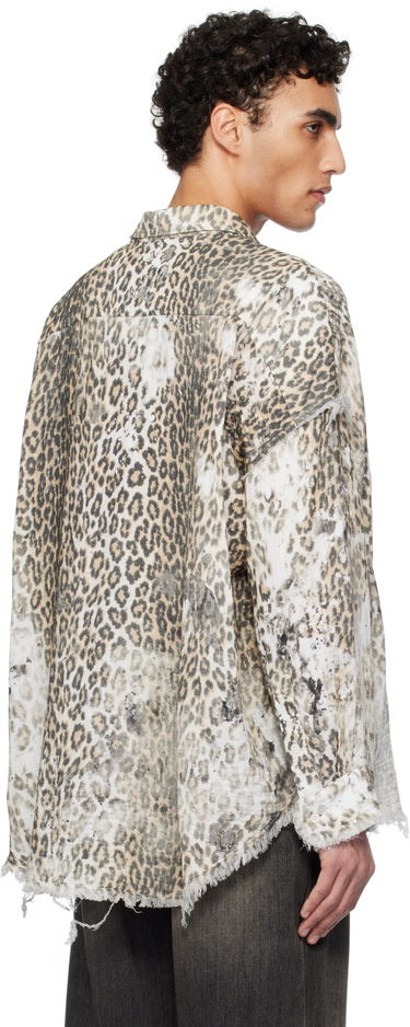 Košeľa R13 R13 Shredded Leopard Print Drop Neck Shirt Béžová | R13MR075-R469B, 2