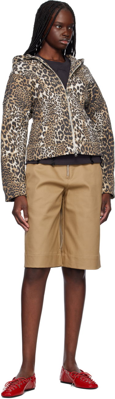 Šortky GANNI GANNI Bonded Cotton Shorts with Belt Béžová | W0527, 3