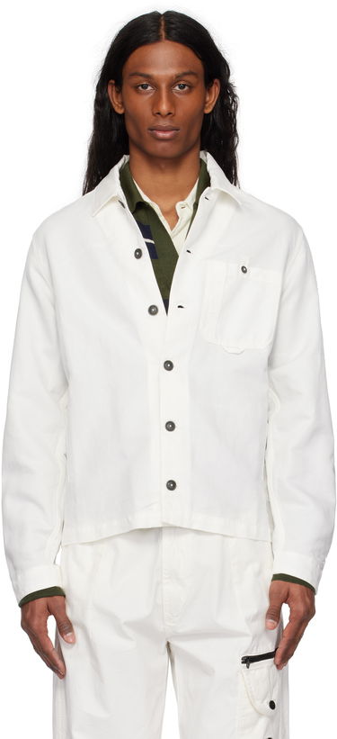 Košeľa C.P. Company C.P. Company Lens Cotton Linen Overshirt Biela | 18CMOS102A-006273G, 0