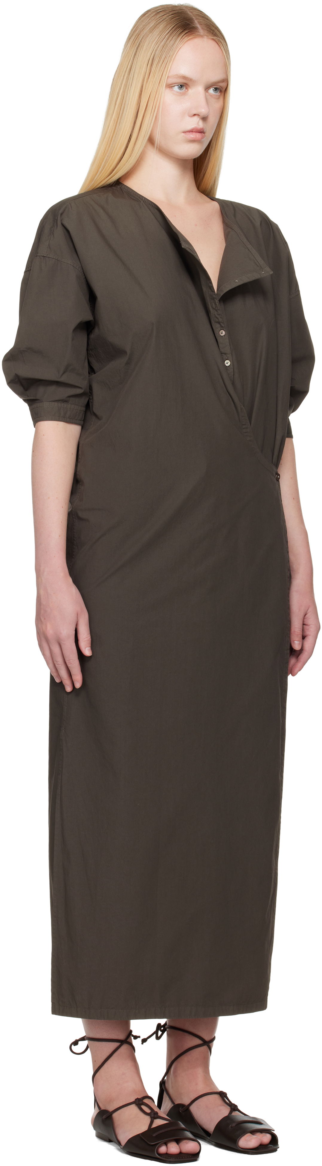 Šaty LEMAIRE Lemaire Short Sleeve Twisted Midi Dress Zelené | DR1100 LF1356, 1