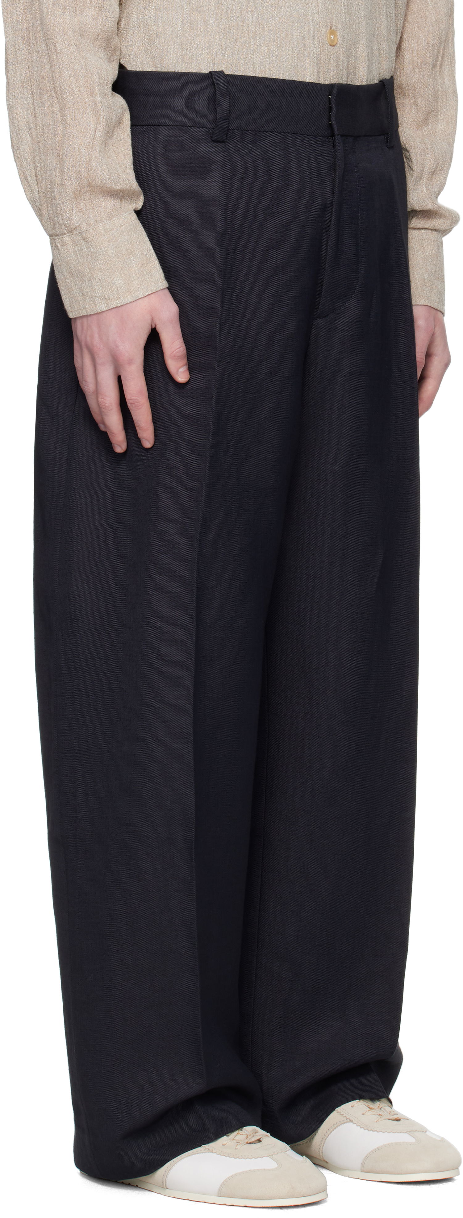 Nohavice Studio Nicholson Studio Nicholson Fume Wide-Leg Trousers Navy | FUME SNM - 1377, 1