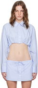 Blue Cropped Drawstring Shirt