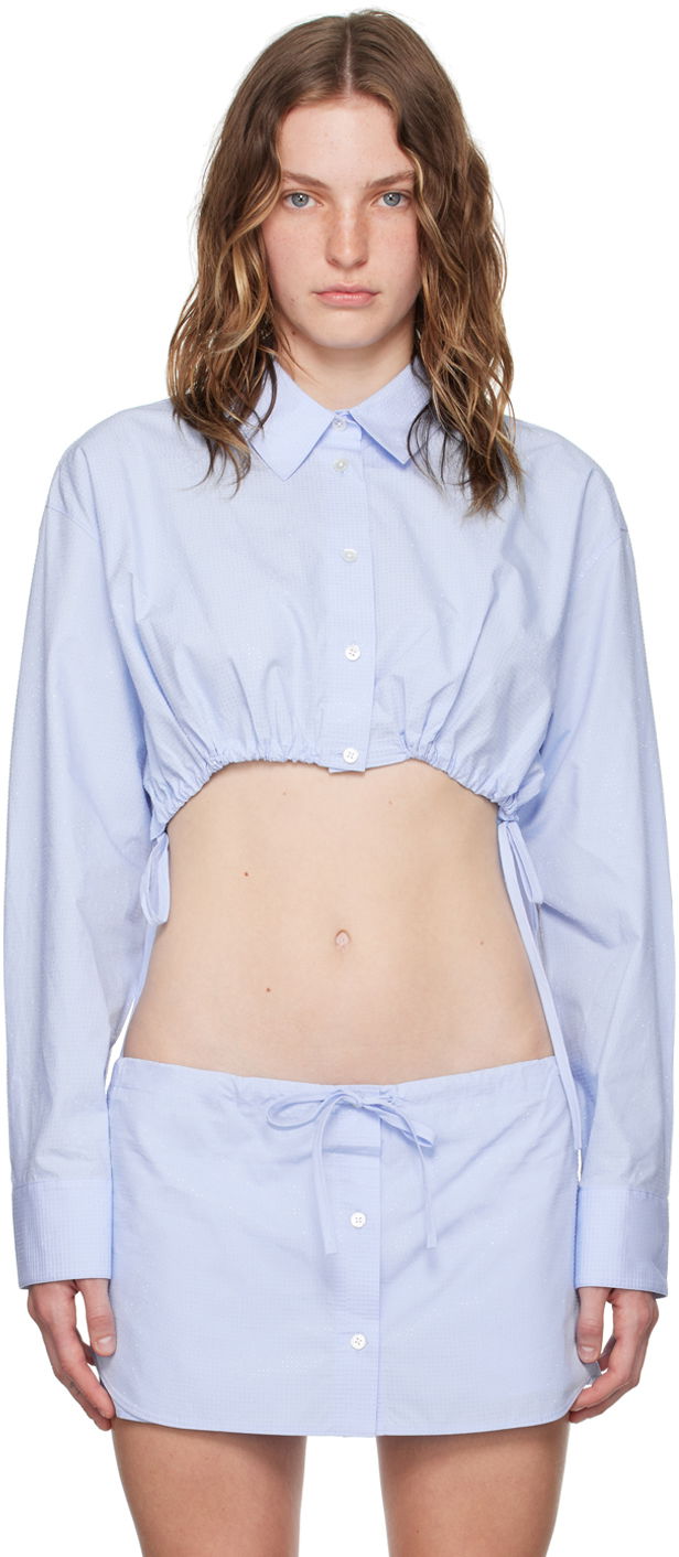 Košeľa Alexander Wang Blue Cropped Drawstring Shirt Modrá | 1WC3241933