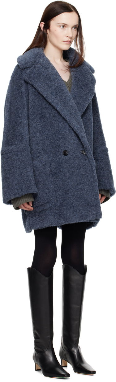 Kabáty Max Mara Double-Breasted Faux Fur Coat Modrá | 2421016142600 MM10506, 1