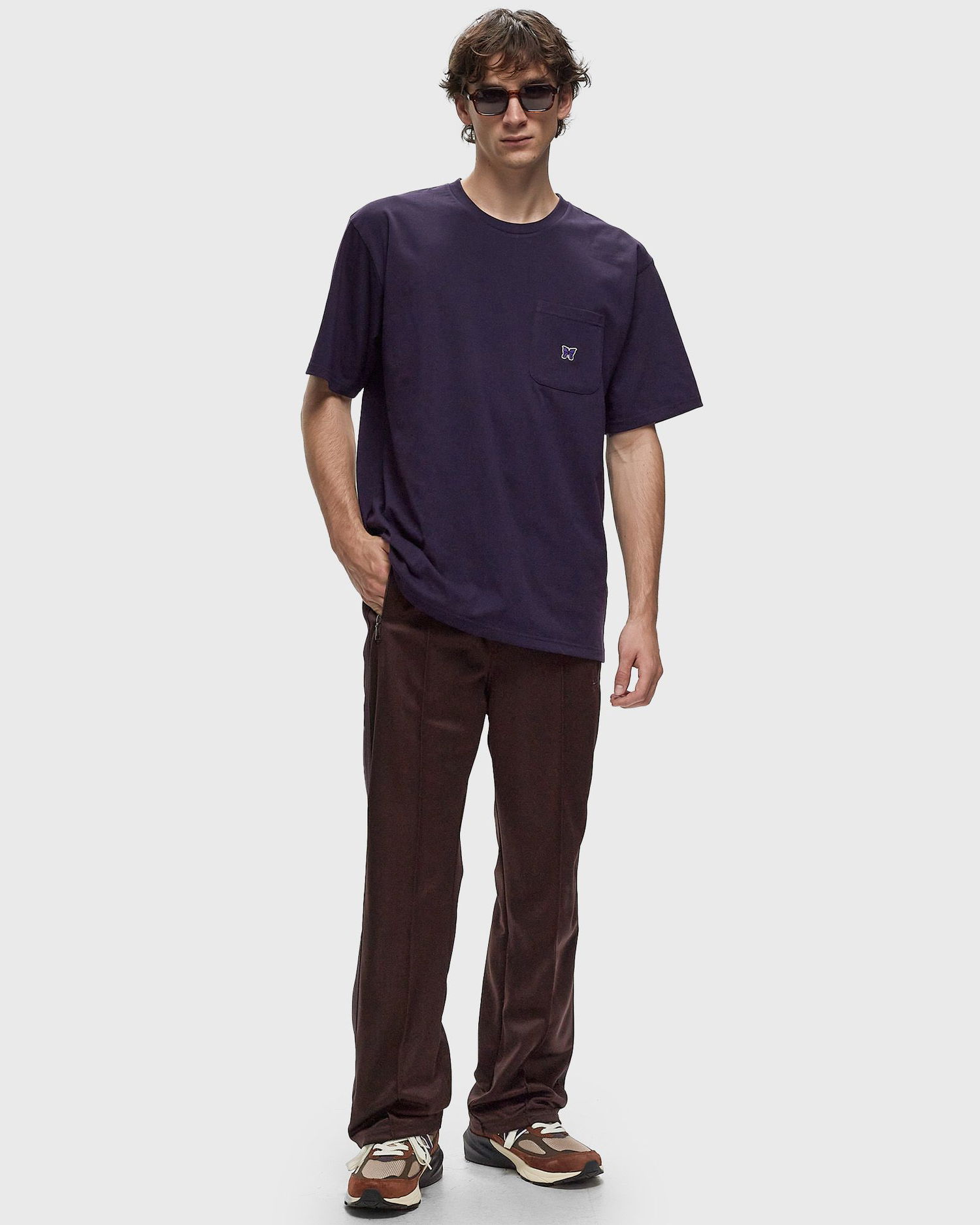 Tričko Needles Crew Neck Tee Poly Jersey Shortsleeves Fialová | PU308-B-EGGPLANT, 1