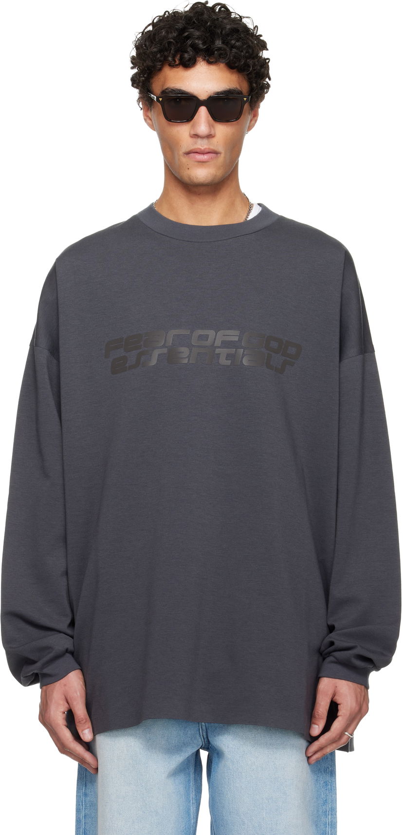 Tričko Fear of God ESSENTIALS Holiday 90s Long Sleeve T-shirt Šedá | 125HO254542F