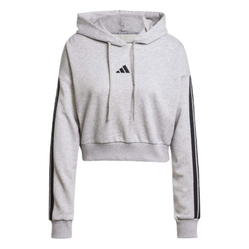 Mikina adidas Originals Essentials 3-Stripes French Terry Crop Hoodie Šedá | JE0019