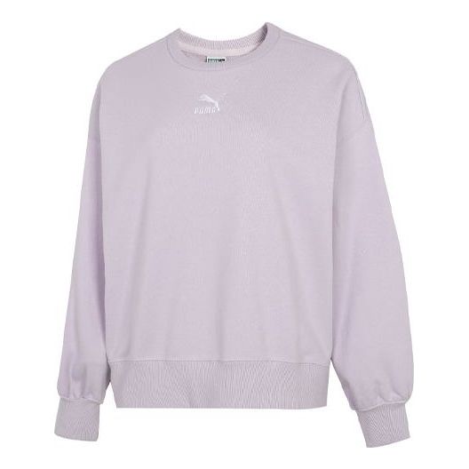 Sveter Puma Embroidered Logo Round-Neck Sweatshirt Fialová | 535327-17