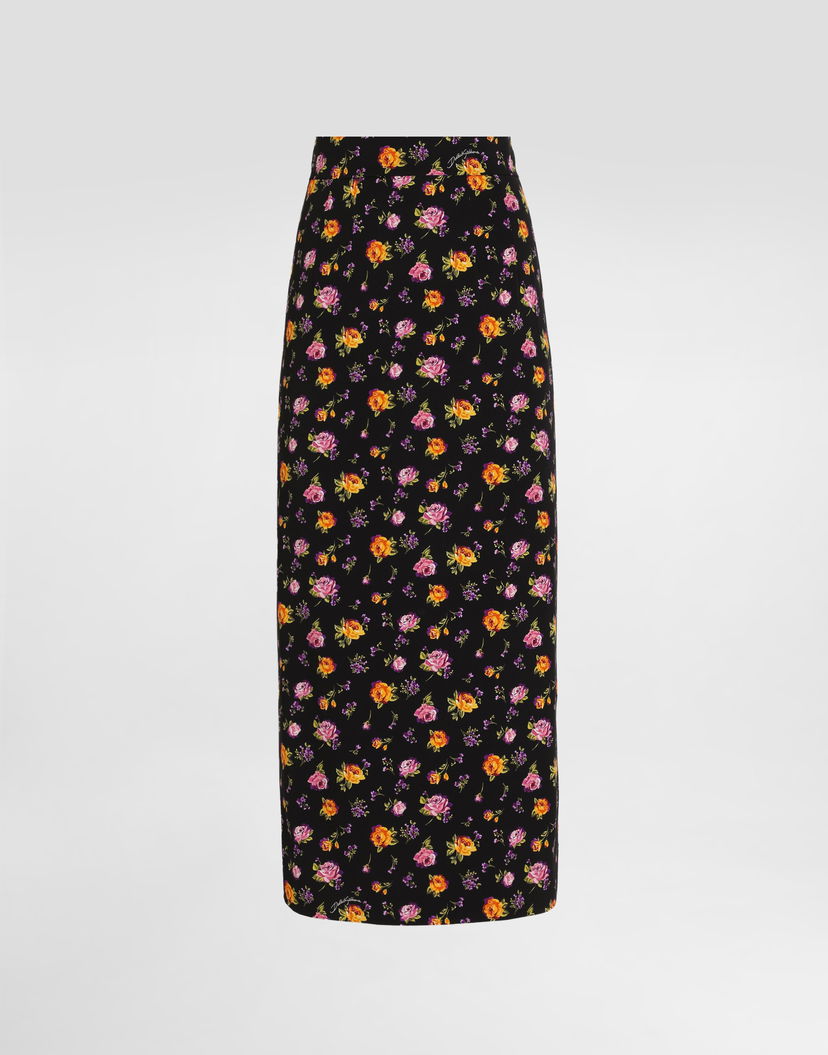 Sukňa Dolce & Gabbana Small Rose Bouquets-print Straight Charmeuse Skirt Rôznofarebný | F4DCBTFSA8DHN5XR