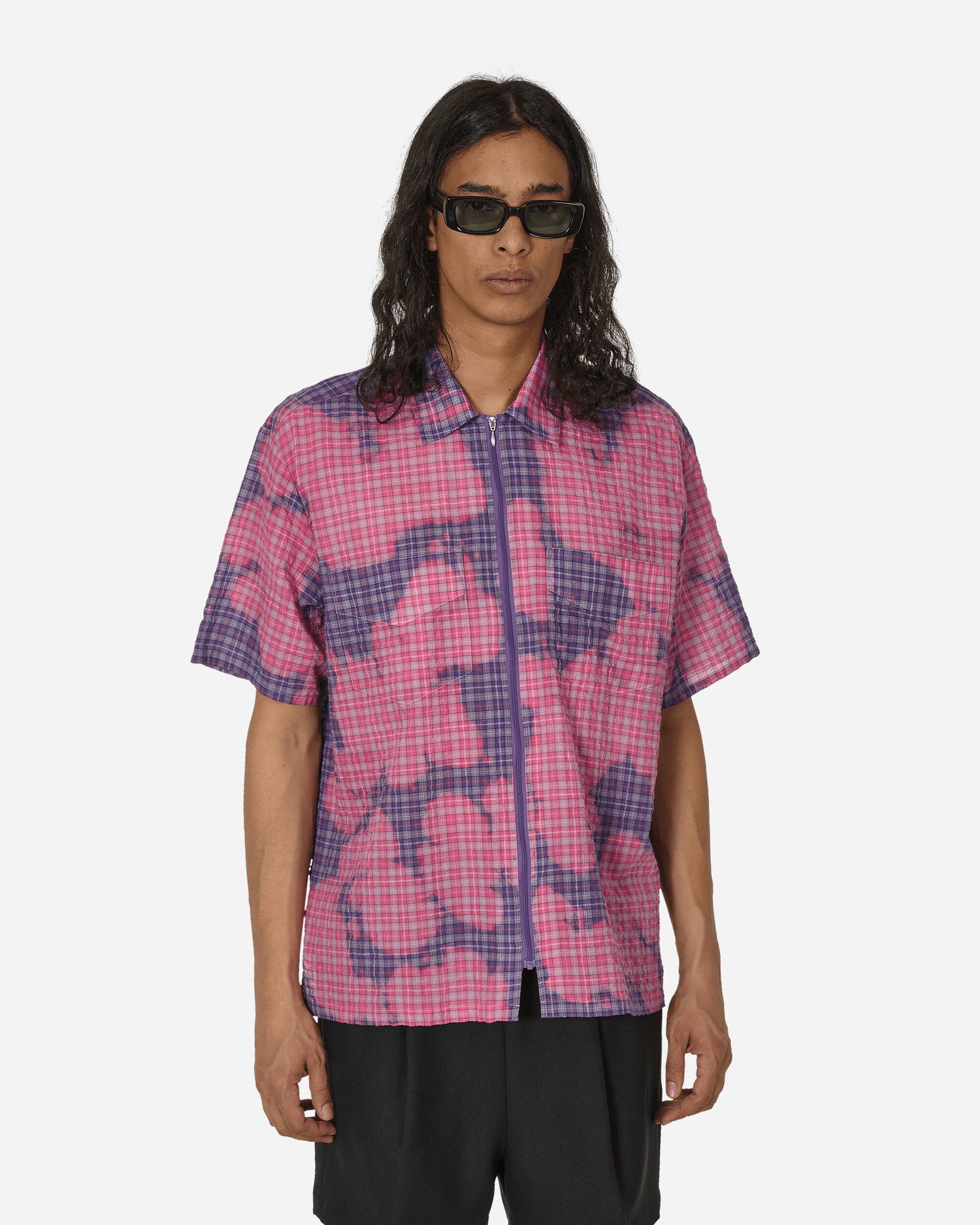 Košeľa Stockholm (Surfboard) Club Bleached Zip Shirt Purple Fialová | U4000011 1, 1