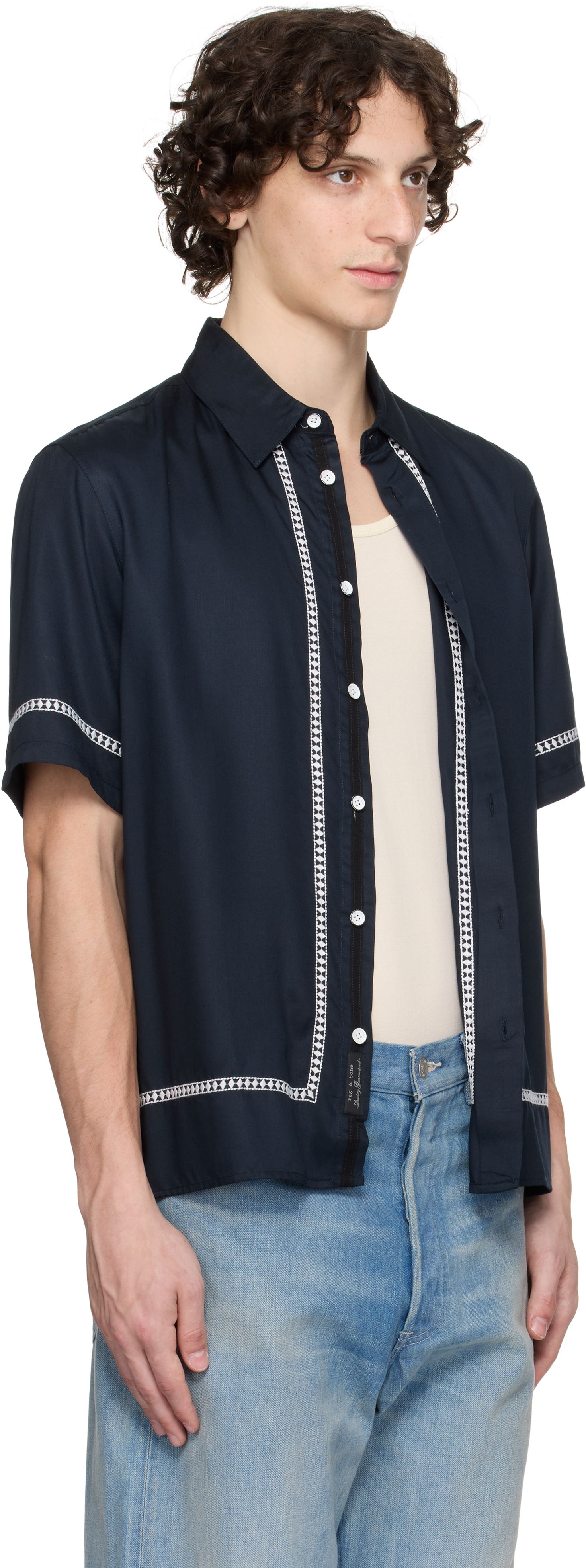 Košeľa rag & bone rag & bone Dalton Embroidered Shirt Navy | MBW25PA027SVML, 1