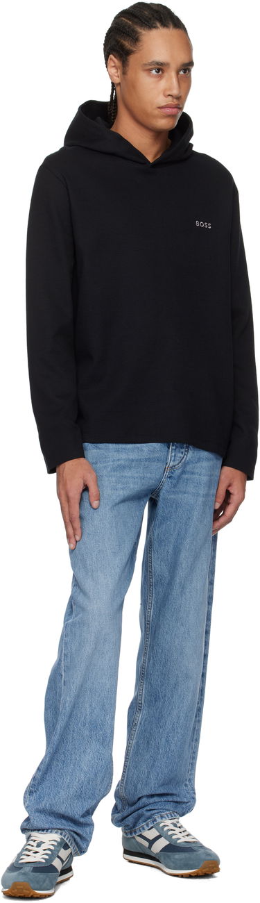 Mikina BOSS BOSS Waffle-Knit Hoodie Čierna | 50535885, 3