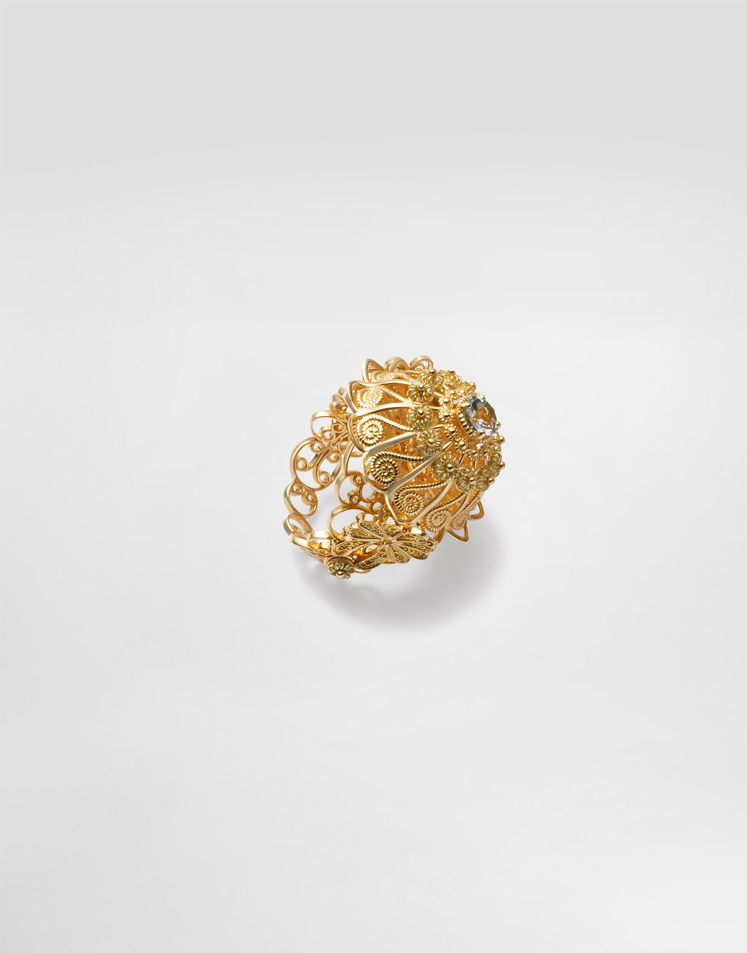 Prsteň Dolce & Gabbana Dolce & Gabbana Filigree Ring with Aquamarine, Size 48 Žltá | WRJP1GWAQ01ZOO00, 0