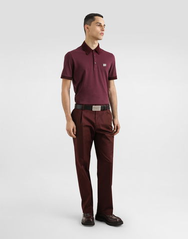 Polo tričko Dolce & Gabbana Dolce & Gabbana Cotton Polo Shirt with Logo Tag Vínová | G8SN1TFU7ENF0130, 1