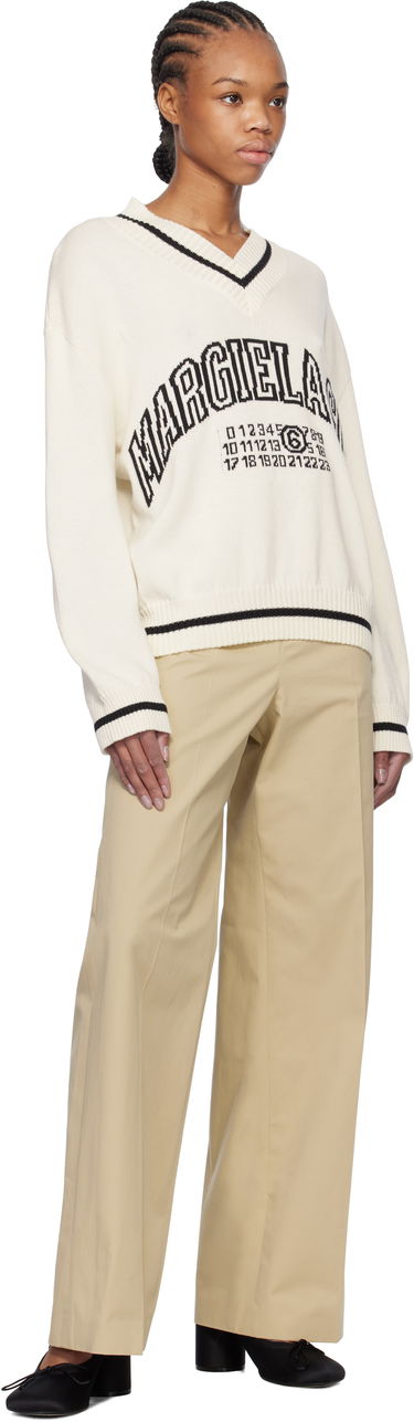 Sveter Maison Margiela MM6 Maison Margiela Varsity Jacquard Sweater Biela | S52HN0009 M13085, 3
