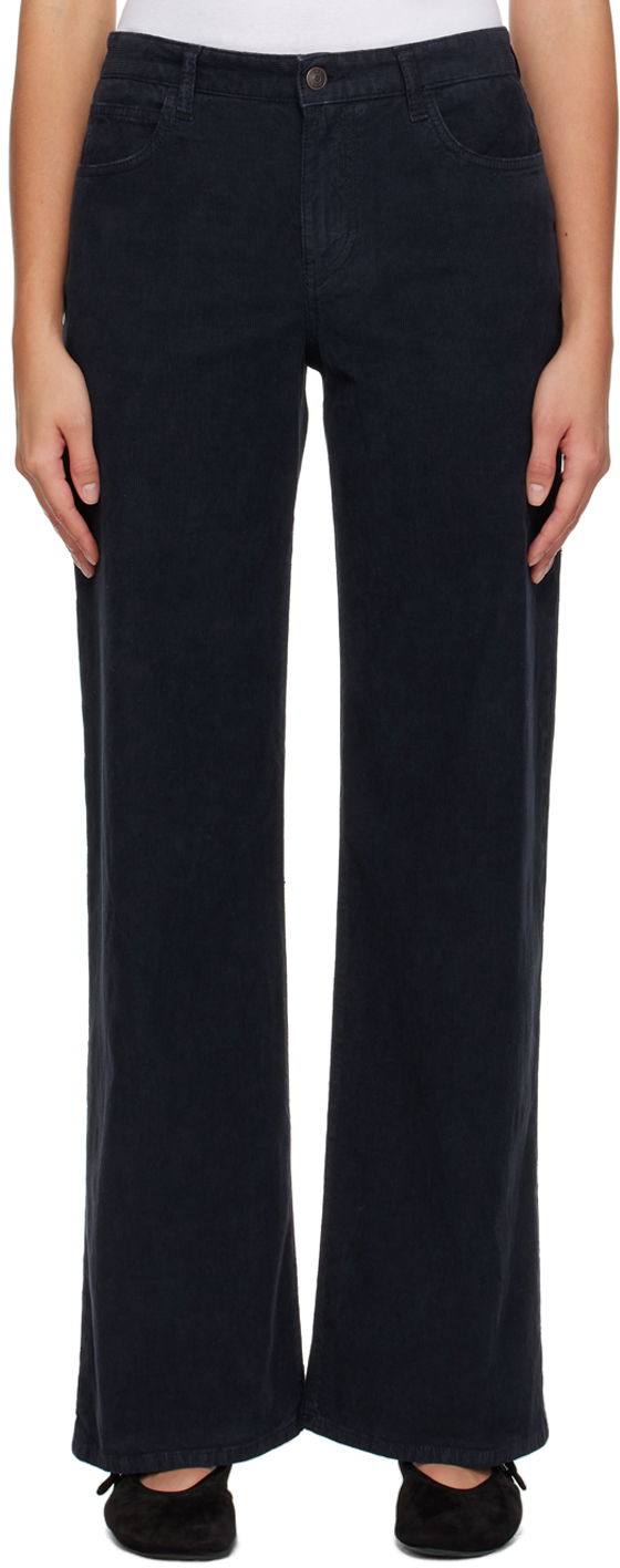 Nohavice The Row Eglitta Navy Wide-Leg Trousers Modrá | 6634-W2789, 0