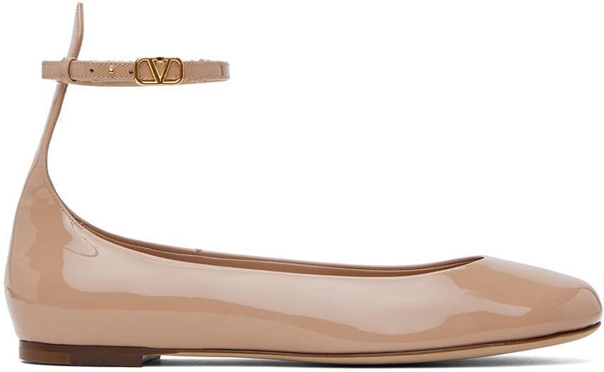 Starostlivosť o obuv Valentino Valentino Garavani Tan-Go Patent Leather Ballerina Flats Béžová | 4W2S0HF0VNE, 0