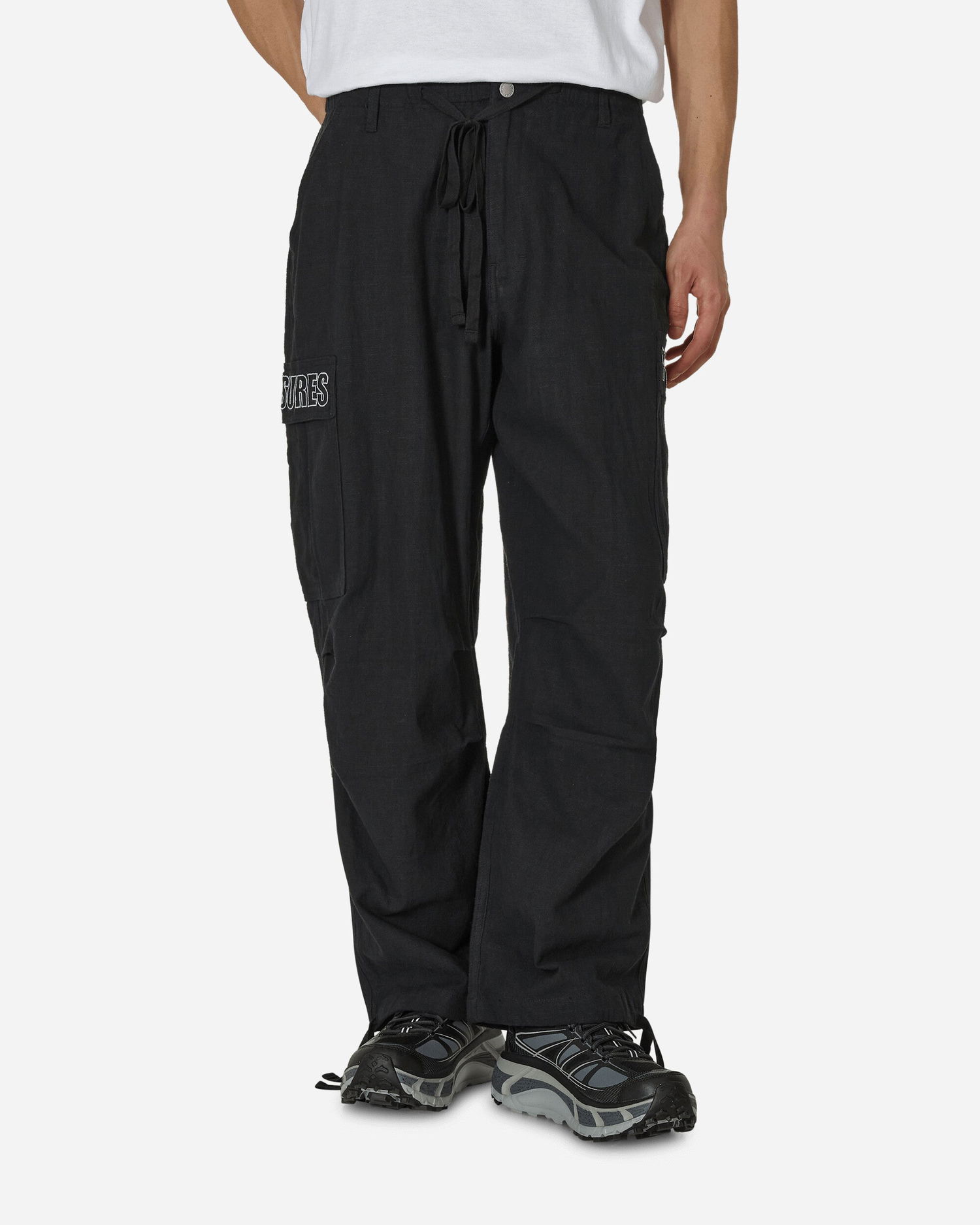 Cargo nohavice Pleasures Visitor Wide Cargo Pants Čierna | 9010400 BLACK, 1